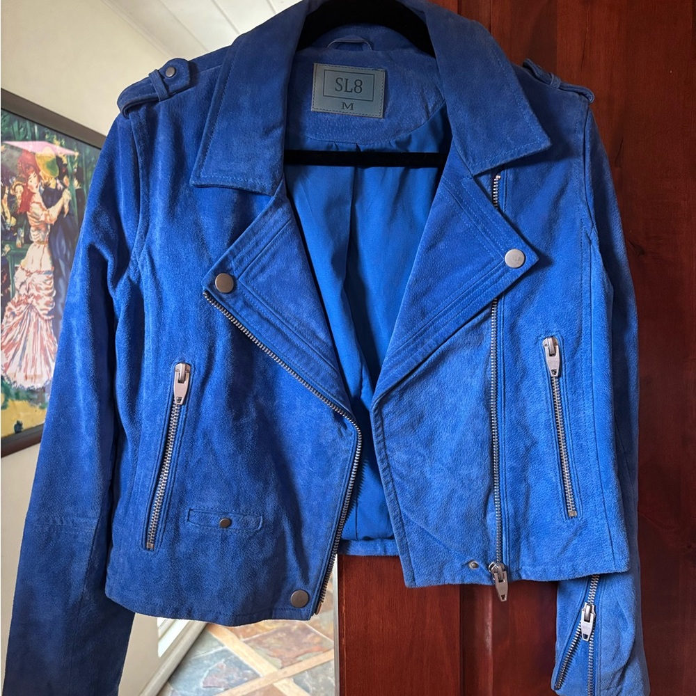 Blank NYC cobalt blue moto jacket